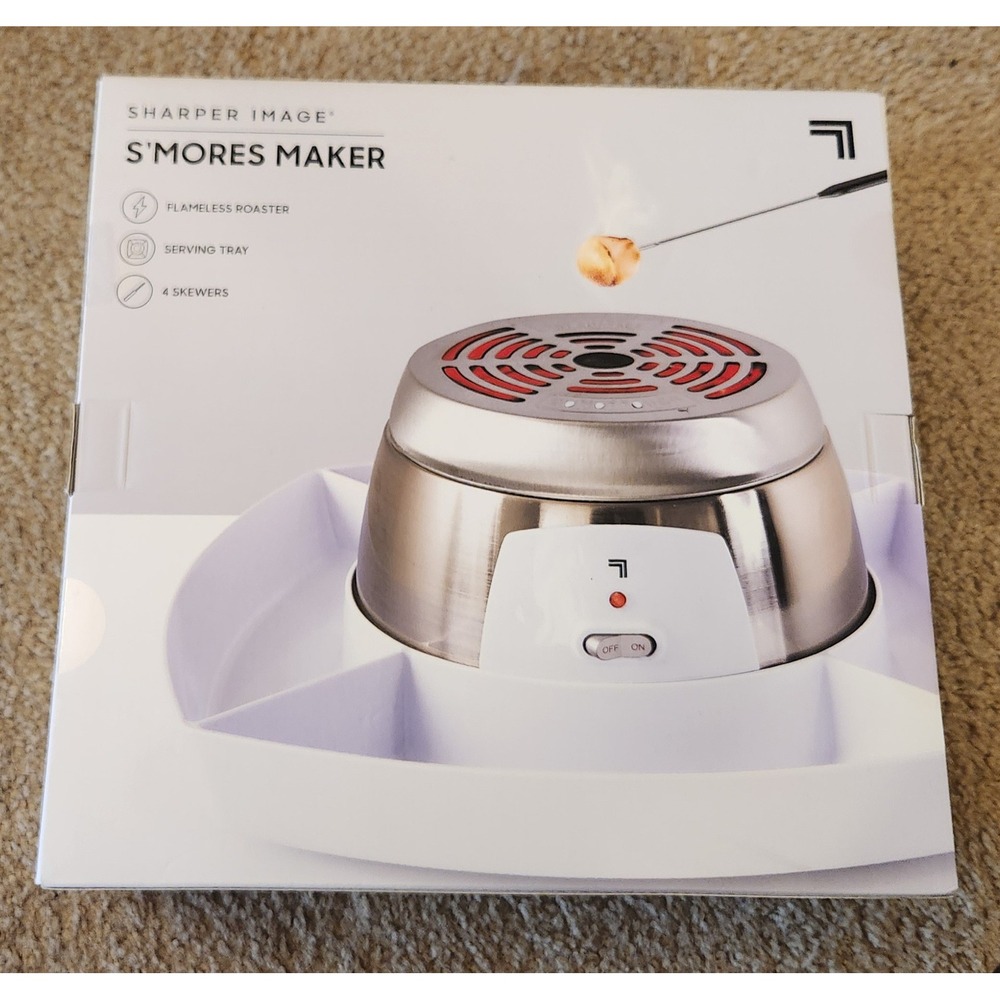 Sharper Image S'mores Maker Electric Flameless Roaster with Tray and 4 Skewers